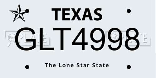 GLT4998 Texas License Plate