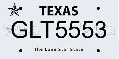 GLT5553 Texas License Plate