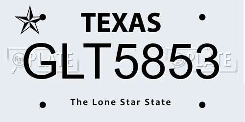 GLT5853 Texas License Plate