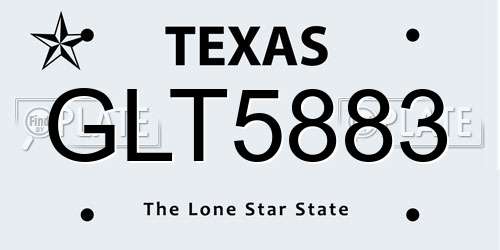 GLT5883 Texas License Plate