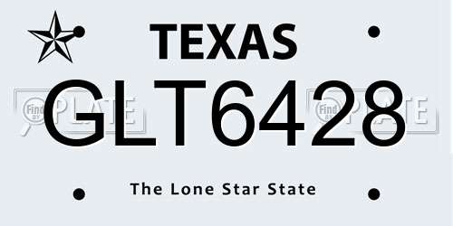 GLT6428 Texas License Plate