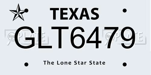 GLT6479 Texas License Plate