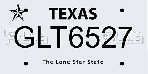 GLT6527 Texas License Plate