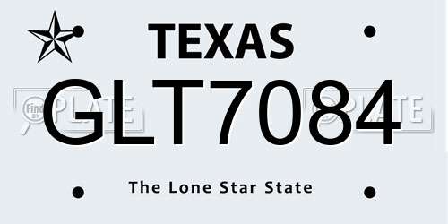 GLT7084 Texas License Plate