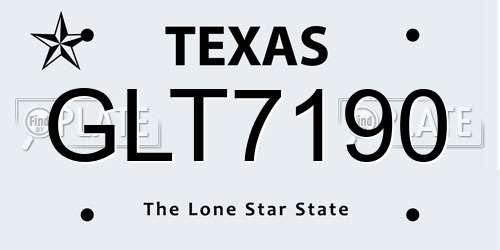GLT7190 Texas License Plate