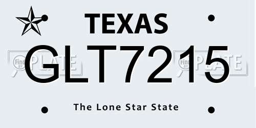 GLT7215 Texas License Plate