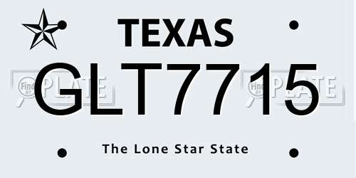 GLT7715 Texas License Plate