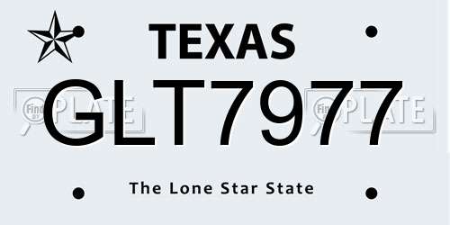GLT7977 Texas License Plate