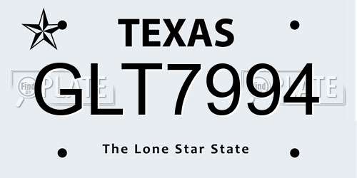 GLT7994 Texas License Plate