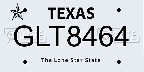 GLT8464 Texas License Plate