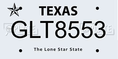 GLT8553 Texas License Plate