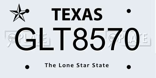 GLT8570 Texas License Plate