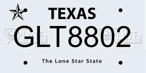 GLT8802 Texas License Plate