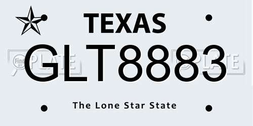 GLT8883 Texas License Plate