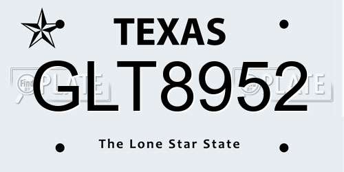 GLT8952 Texas License Plate