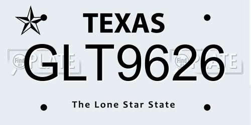 GLT9626 Texas License Plate
