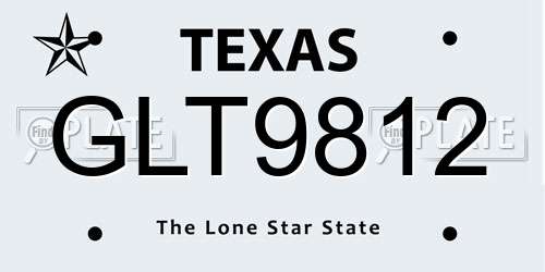 GLT9812 Texas License Plate