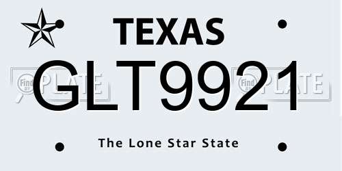 GLT9921 Texas License Plate