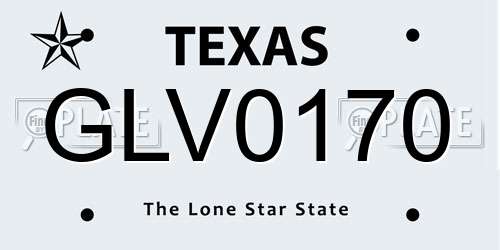 GLV0170 Texas License Plate