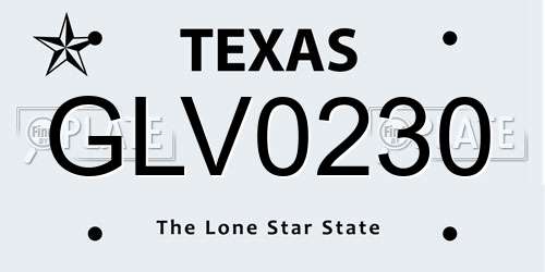 GLV0230 Texas License Plate