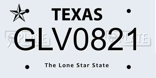 GLV0821 Texas License Plate
