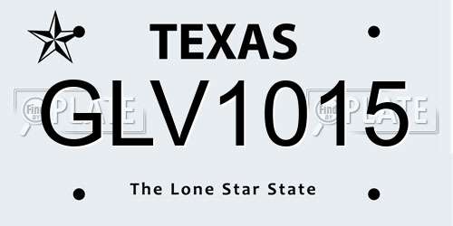 GLV1015 Texas License Plate