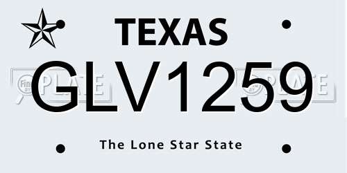 GLV1259 Texas License Plate