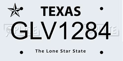 GLV1284 Texas License Plate