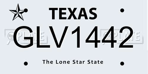 GLV1442 Texas License Plate