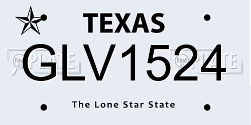GLV1524 Texas License Plate