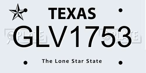 GLV1753 Texas License Plate