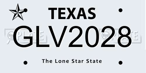 GLV2028 Texas License Plate