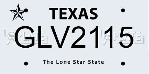 GLV2115 Texas License Plate
