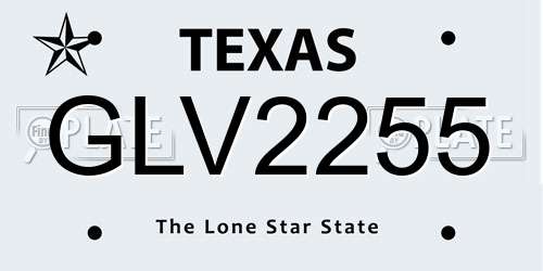GLV2255 Texas License Plate