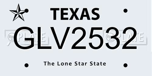 GLV2532 Texas License Plate