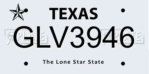 GLV3946 Texas License Plate