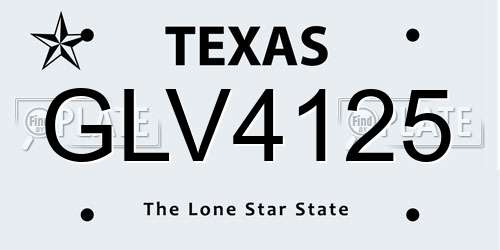 GLV4125 Texas License Plate