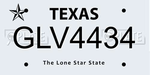 GLV4434 Texas License Plate