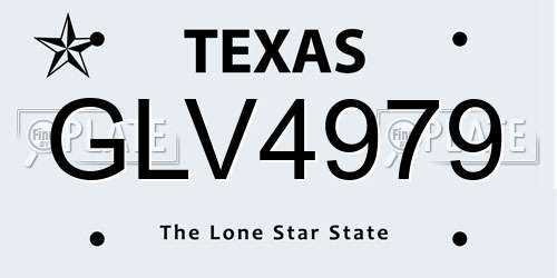 GLV4979 Texas License Plate