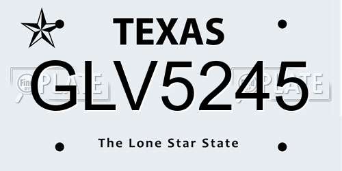 GLV5245 Texas License Plate