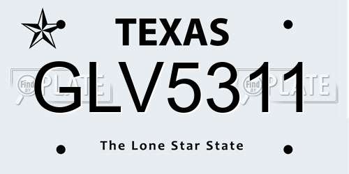 GLV5311 Texas License Plate