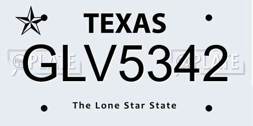 GLV5342 Texas License Plate