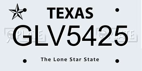GLV5425 Texas License Plate