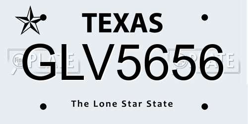 GLV5656 Texas License Plate