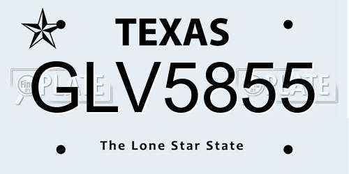 GLV5855 Texas License Plate