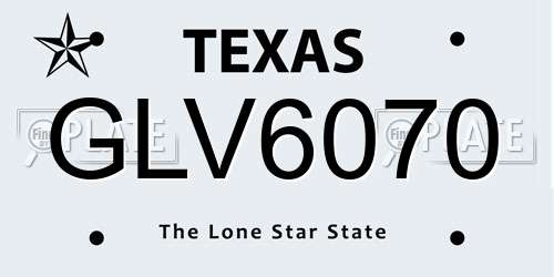 GLV6070 Texas License Plate