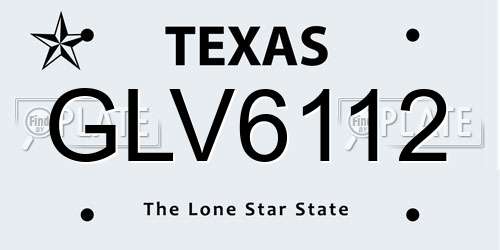 GLV6112 Texas License Plate