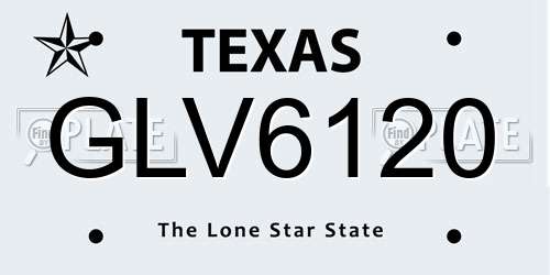 GLV6120 Texas License Plate
