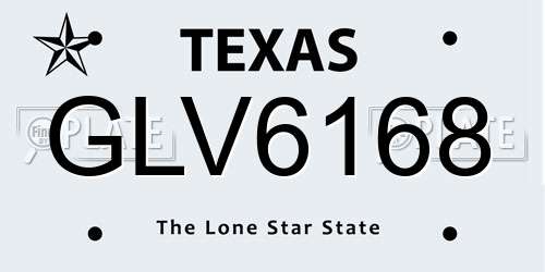 GLV6168 Texas License Plate