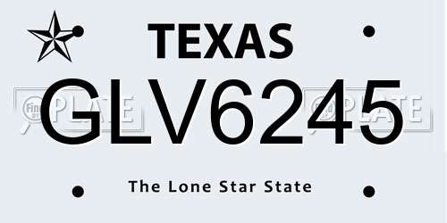 GLV6245 Texas License Plate